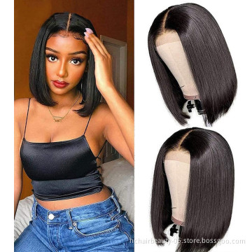 wholesale short perruque bob lace front wigs natural brazilian remy human hair wigs for women pixie cut 5*5 bob human hair wig